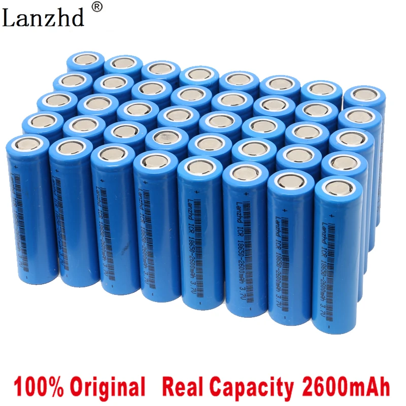 4-Pack of ICR 18650 Blue Lithium-Ion Rechargeable Batteries - 3.7V 2600mAh  by