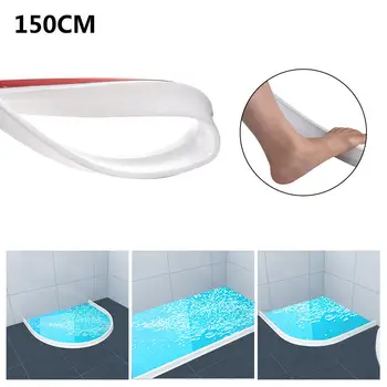 

5cm High 100-150cm Rubber Water Stopper Waterproof Sealing Strip Threshold Water Dam Shower Barrier For Home Kitchen Bathroom