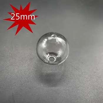 

100pcs 25mm Clear Light Bulb Globe Glass bubble round ball with double hole Diy hollow glass orbs vial pendants jewelry findings