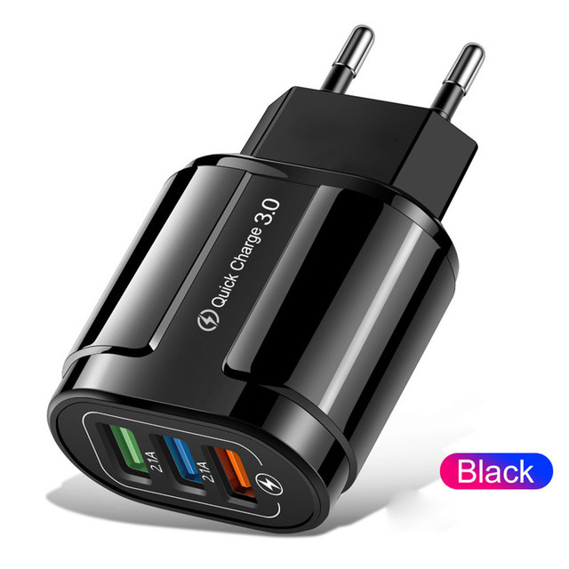 3 USB Fast Charger Quick Charge 3.0 Wall Mobile Phone Tablet Chargers For iPhone 12 Samsung Xiaomi Charging Charger