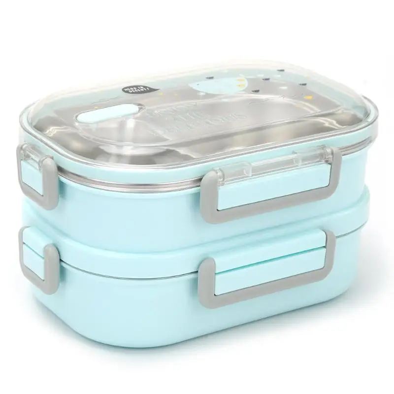 Синий Нержавеющая сталь Портативный Ланч Bento Box на открытом воздухе Герметичный пищевой контейнер термостойкий прочный безопасный здоровый Ланч-бокс - Цвет: Синий