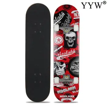 

Skateboard Double Rocker Board Maple 4 Wheels Teenager Adult Figure Skating Street 6 Colors Matte Surface Board Skull Red Colors