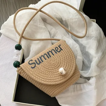 

Style Straw Shoulder Bag Women Summer Rattan Bag Handmade Woven Beach Bohemia bolsa feminina Fashion chain Crossbody bag