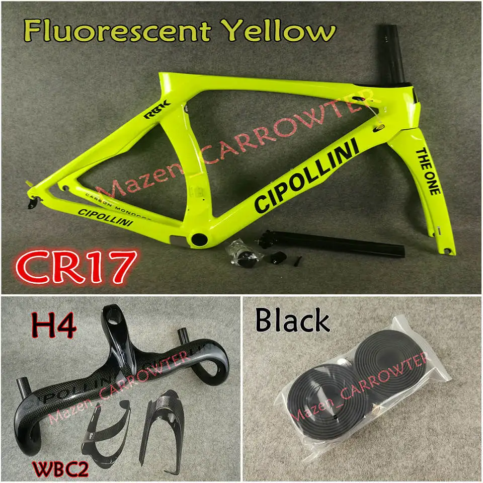Package 4 Флуоресцентный желтый 3K MCipollini RB1K THE ONE карбоновые рамы, седло для бутылки, клетки 50 мм, карбоновый комплект колес Novatec A271, ступицы - Цвет: Package 4