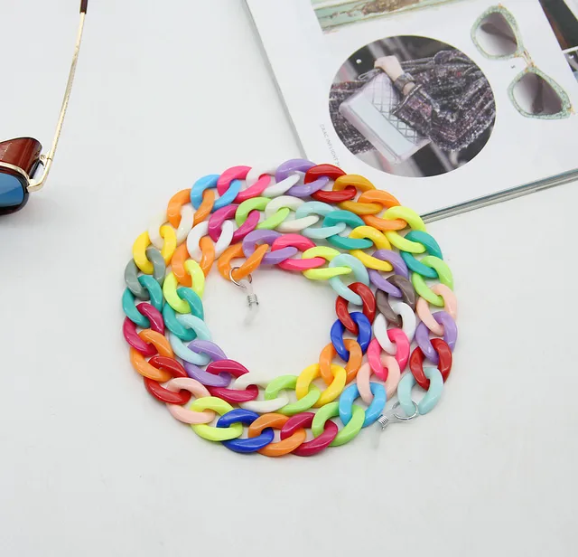 New Fashion Acrylic Glasses Chains Holder Cord Reading Sunglasses Chain Women Largands Eyeglasses Hanging Neck Chain Strap Rope mixed color