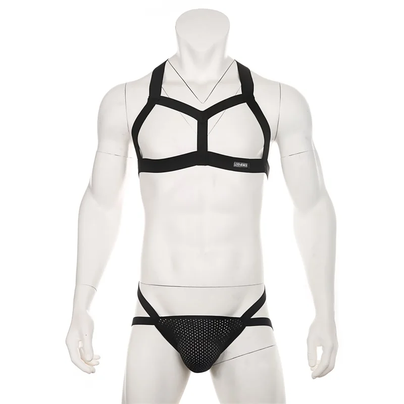 CLEVER-MENMODE Men Body Chest Harness Thongs Set Elastic Shoulder Strap Lingerie Jockstrap Stage Clubwear G String Costume Sexy Bondage Tops -Zentai shop online H767d490da1e9442888132949d32a7cf39.jpg