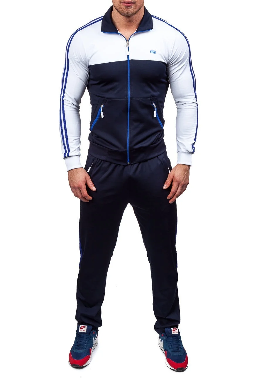 ZOGAA, весенне-осенний мужской спортивный костюм, мужской повседневный комплект из 2 предметов, Мужская модная куртка и спортивные штаны, набор, мужской повседневный спортивный костюм, новинка - Цвет: Белый