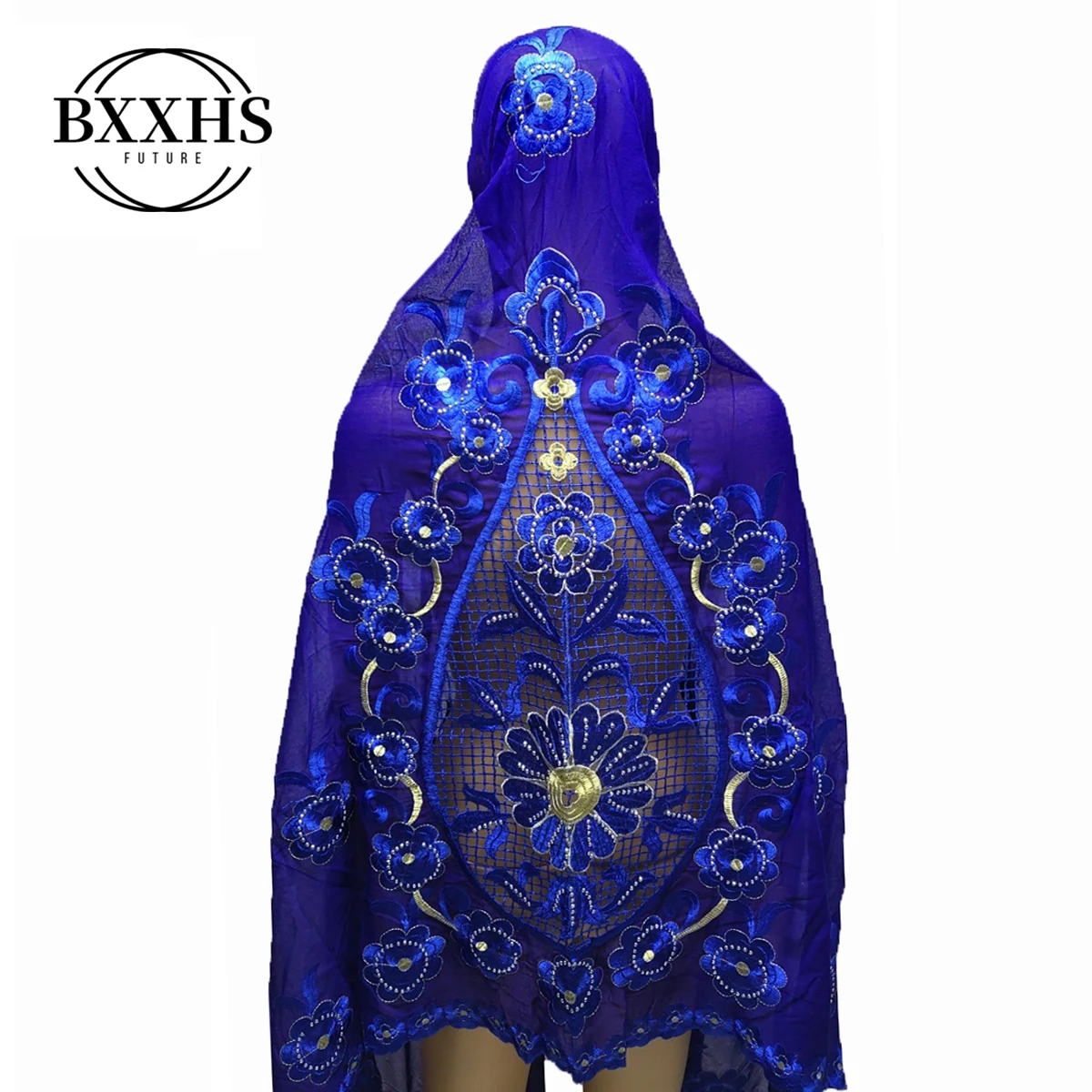 New Arrival African Women Cotton Scarfs Muslim Embroidery pray shawls Big Size Headscarf Pashmina