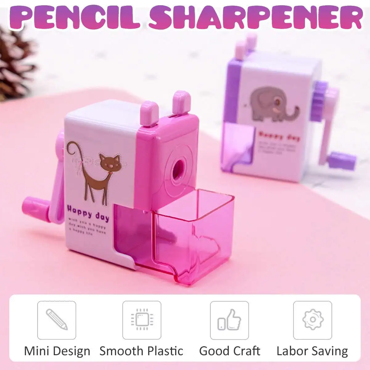 Cute Cat Plastic Pencil Sharpener For Kids Student School Office HomS2