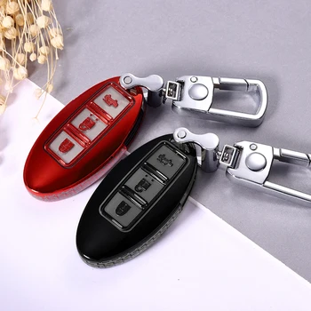 

TPU Car Key Case For Nissan Versa Note Sedan 370Z Roadster Frontier Rogue Sport GT-R Kicks Remote Fob Protector Cover Keychain