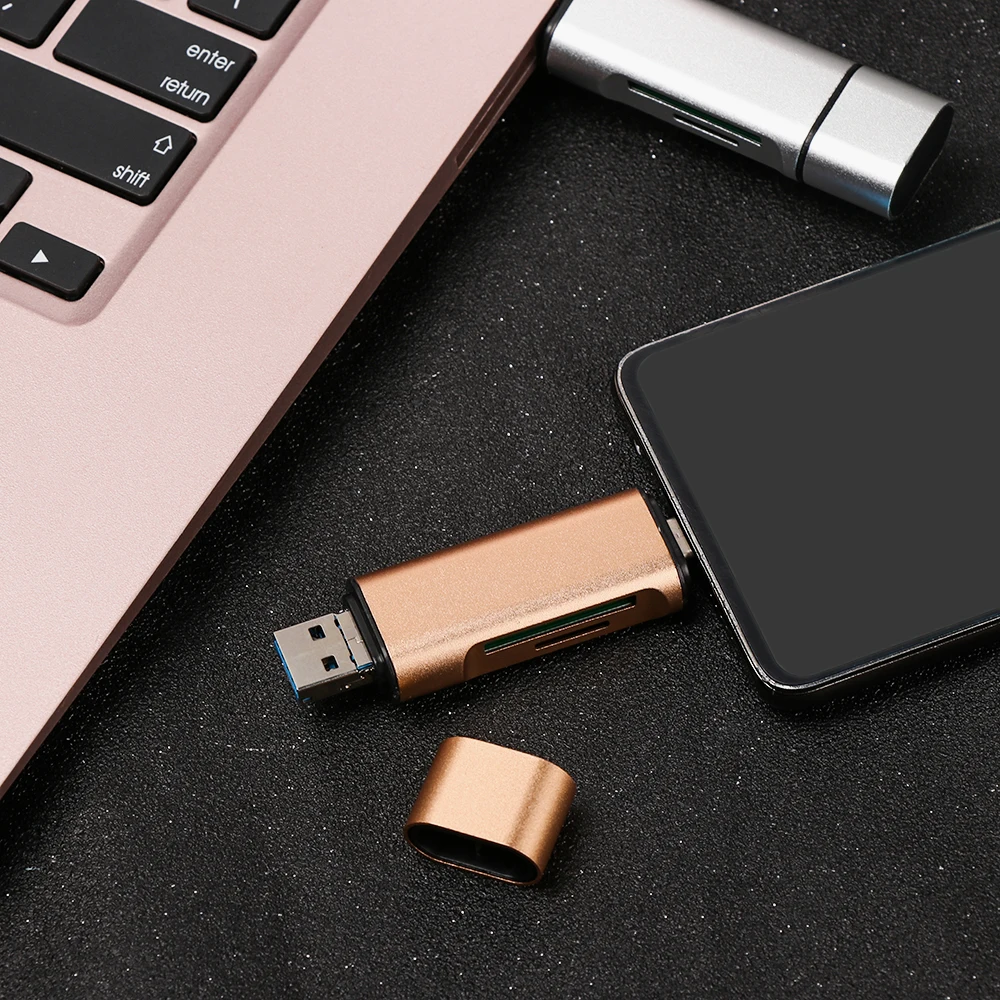 Многофункциональные считыватели карт SD/TF 3 интерфейса (тип-c USB Micro USB) без драйвера