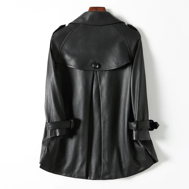 

2020 Spring Autumn Genuine Leather Jacket Sheepskin Coat Windbreaker Cloak Korean Jackets for Women Veste Femme KFS12999-2