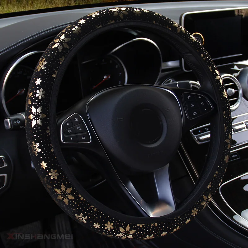 

Hot Universal Car Steering Wheel Cover Snowflake Pattern For Women Girls 37-38cm