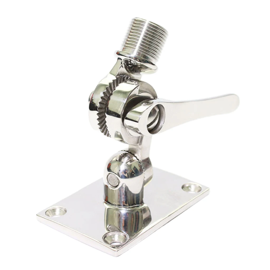 Boat Yacht Radio VHF Antenna Ratchet Mount Base - Marine 316 Stainless Steel