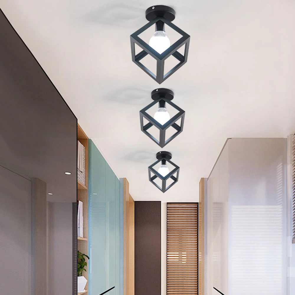 Vintage Ceiling Lamps Chande-lier 110 /220V Retro  Ceiling Light for Corridor Aisle Porch Balcony E27 Home Lights Cage Fixture