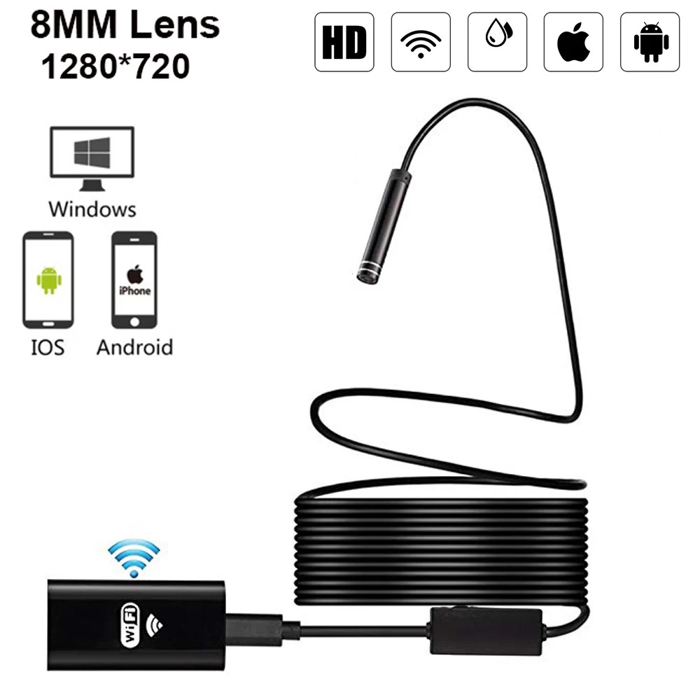 Беспроводная камера-эндоскоп Wi-Fi HD 720P 8 мм 2 м 5 уличный USB-эндоскоп для осмотра