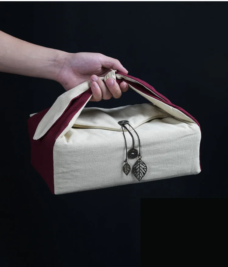 Portable Outdoor Travel Camp Teaware Storage Bag Handmade Linen Cloth Quick Cup Tea Cozies Handbag For Teapot Tea Tray LA447 tea storage bags