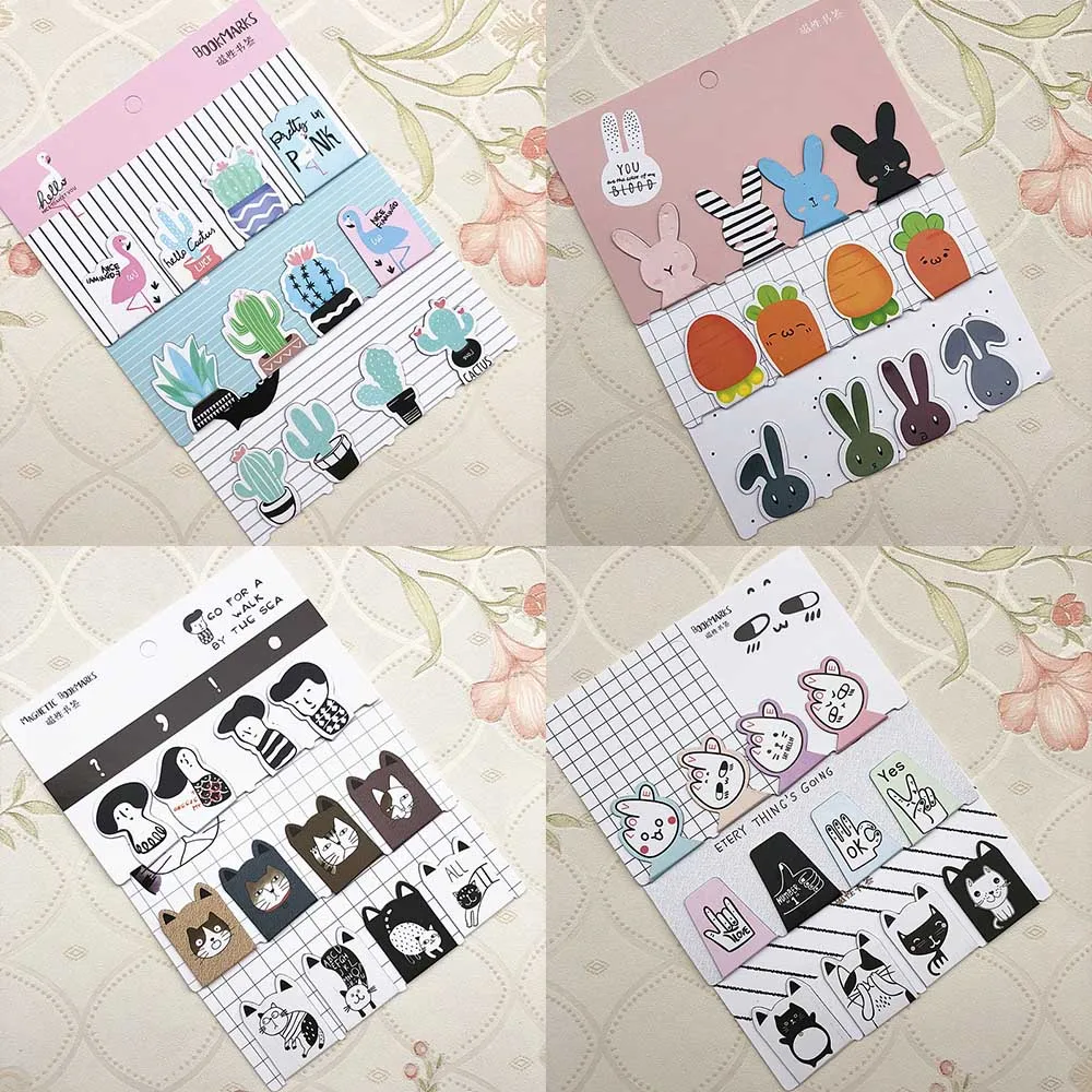 

Funny Cat Animal Magnetic Bookmark Cute Carrot Cactus Daily Life Book Mark Black White Bookmarks for Book