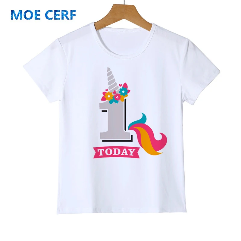 Детская футболка с 3D принтом «письмо с днем рождения» модная летняя одежда с единорогом для девочек, подарок на день рождения короткая футболка Y53-3