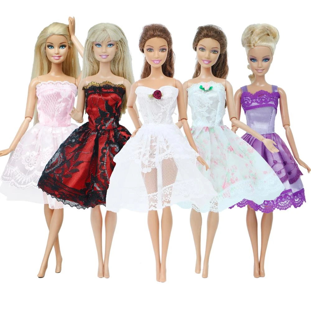5 unids/lote, vestido de fiesta de boda de estilo mixto, Mini falda,  vestido colorido, ropa para muñeca Barbie, accesorios para casa de muñecas,  juguete para niña bebé|Muñecas| - AliExpress