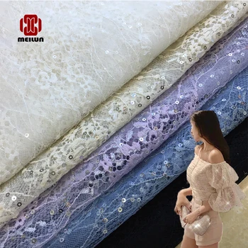 

new lithe diy Handmade tulle Lace Fabric sequins Embroidered African French Lace for wedding/evening / party dress cheongsam
