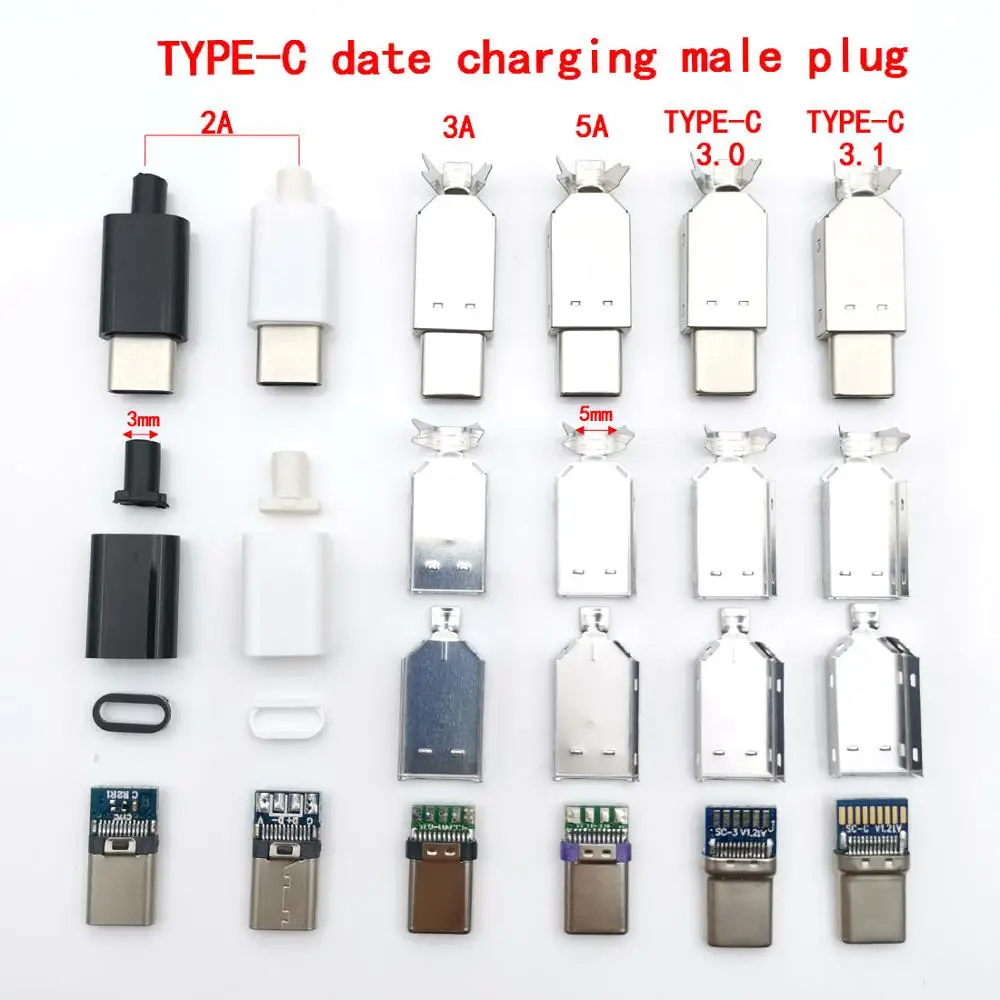 2 комплекта USB 3 1 Type C 0 Штекерный разъем для зарядки внешний адаптер 3/4 в а/3 а/5 А