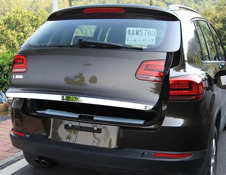 Tailgate Rear Door Bottom Cover Molding Trim Stainless Steel Back Door Trim Car Accessories For Volkswagen TIGUAN 2010-Car Door Moulding Trim Window Door Cover Trim