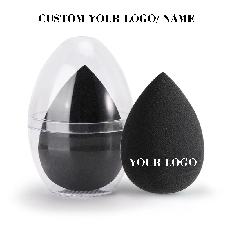 50pcs Customize Your Logo Black Blender Wholesale Teardrop Shape Latex
