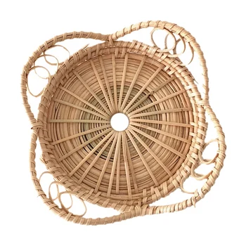 

4PCS Rattan Cup Holder Drink Coasters Natural Woven Floral Shape Heat Insulation Round Teapot Placemat Table Decoration Accessor