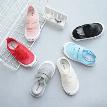 

2020 Summer New Children's Mesh Shoes Girls' Air Mesh Candy Color Casual Shoes Boys' Rubber Soft Bottom Loop Fasteners Shoes