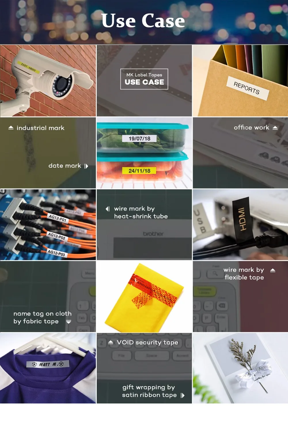 Description Picture 6 of itemCIDY Compatible brother M-K231 MK231 MK 231 MK-231 black on white 12mm laminated strong adhesive label tapes for PT-80 PT-70