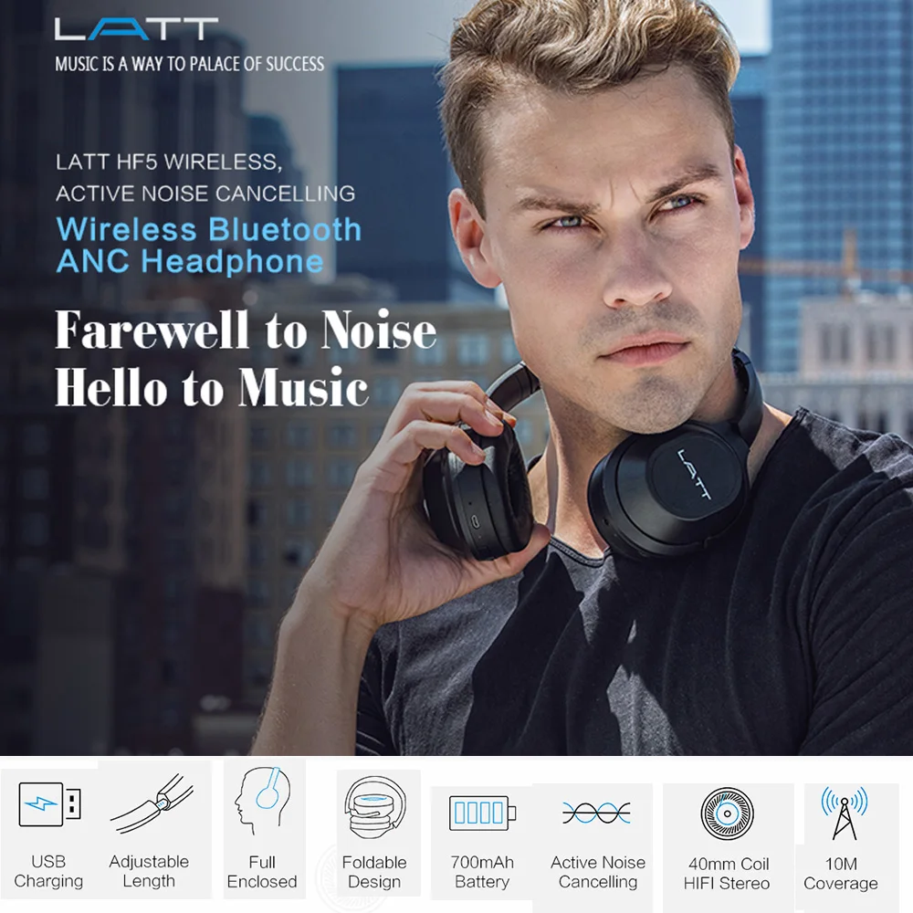 Активные наушники с шумоподавлением Bluetooth 5,0 беспроводная гарнитура с микрофоном для iOS Android смартфон