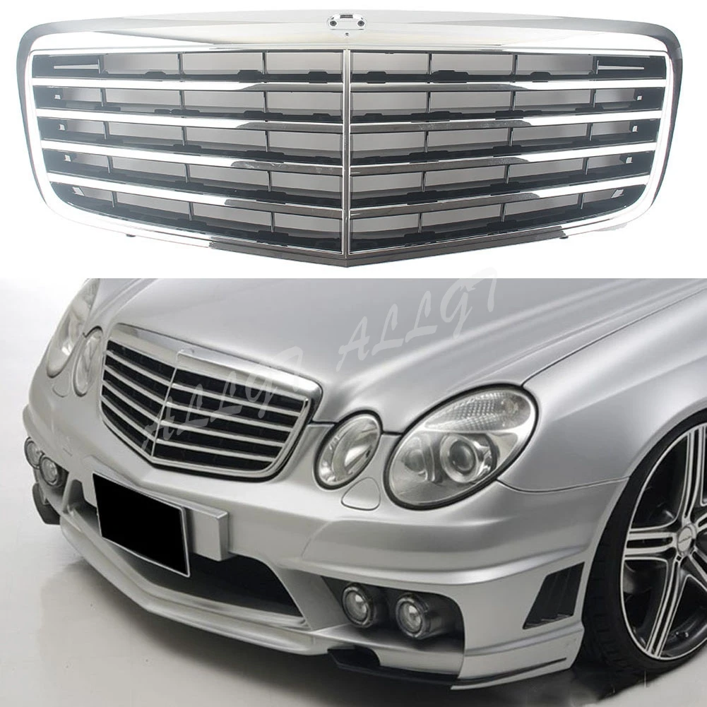 Передний гриль центр капота решетка бампера подходит для Mercedes-Benz E-Class W211 E200 E240 E280 E320 2007 2008 2009 хром