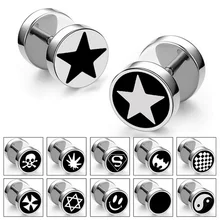 

Stainless Steel Stud Earrings Hip Hip Punk Jewelry For Women Men Geometric Barbell Earrings Kpop Girls Gift
