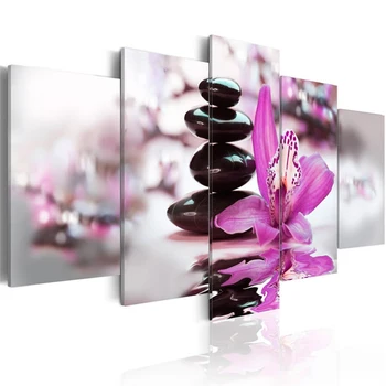 

Painting Lilies Flower Stone Wall Art 5d Diy Diamond 5 Pcs Handmade Full Round Drill Embroidery Cross Stitch Abstract Picture