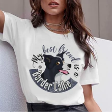Best Offers Summer cotton cooler Border Collie cartoon print female T-shirt Harajuku street top for womens T-shirt Best Offers Summer cotton cooler Border Collie cartoon print female T-shirt Harajuku street top for womens T-shirt