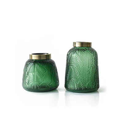 green-Two-piece set Скандинавский зеленый стеклянная гидропонная ваза цветочный горшок корзина Цветочная ваза, домашний декор pf90311 - Цвет: green-Two-piece set