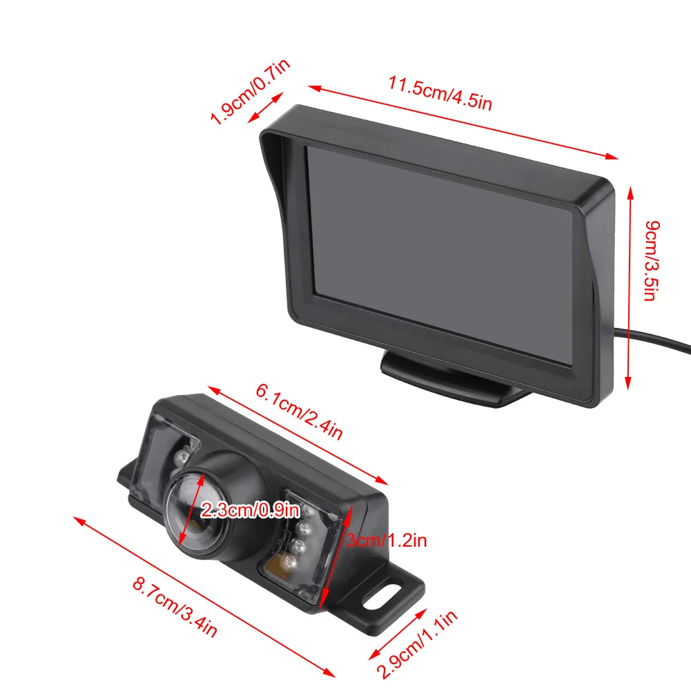 Автомобильный монитор 4,3 дюймов TFT ЖК-дисплей задняя камера ИК универсальное зеркало Парковочные системы 7LED заднего вида комплект камеры с резервированием данных
