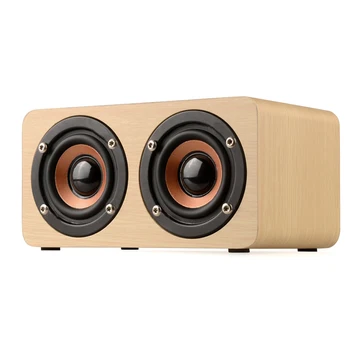 

Retro Wooden Bluetooth Speaker HIFI Wireless Dual Loudspeakers 3D Surround Speaker, Yellow