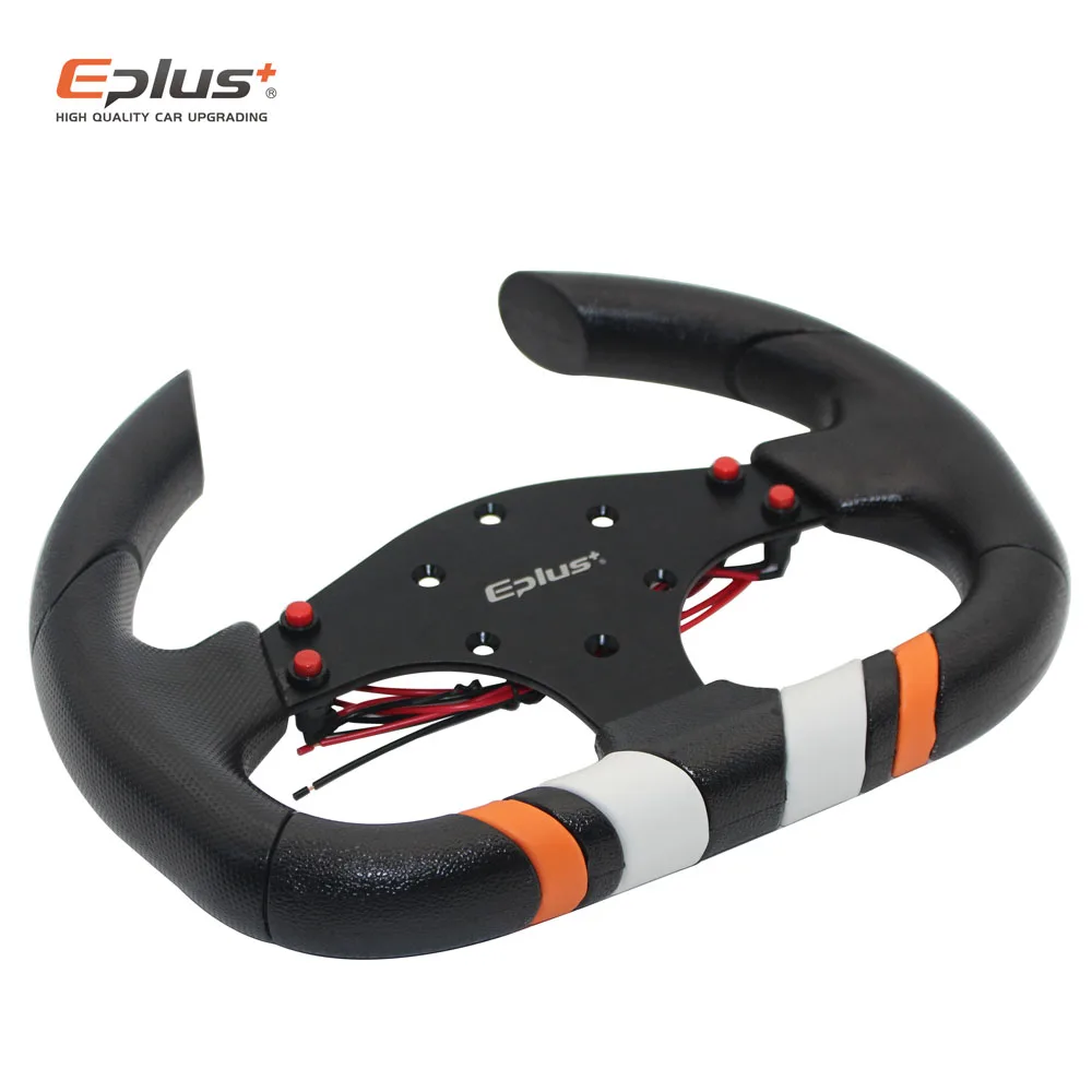 EPLUS 자동차 스타일링 스포츠 스티어링 휠, 레이싱 타입 PU 범용, 13 인치 310mm 알루미늄 개조 개조 카트