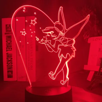 

Princess Tinker Bell Figure Led 3d Night Lamp for Girls Room Decoration Color Changing Led Night Light Lamp Fairy Tinkerbell