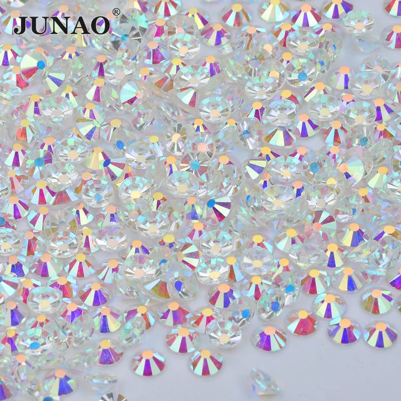 JUNAO SS 6 10 12 16 20 прозрачные AB кристаллы для дизайна ногтей Стразы стеклянные с
