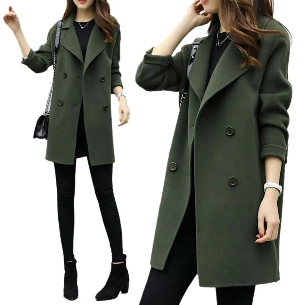 

Autumn Winter Women Woollen Coat Long Sleeve Turn-Down Collar Oversize Blazer Outwear Jacket Elegant Overcoats Loose Coat CGU 88