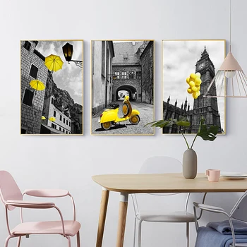 

Colorful European Architecture Nordic Posters And Prints Wall Art Canvas Painting Wall Pictures For Living Room Decor Wall Decor