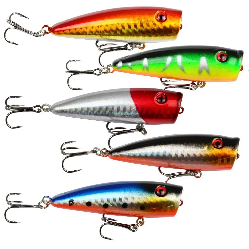 

5pc 7cm Fishing Lures Popper Topwater Floating Bass Sea Pesca Crank Lure Swimbait Wobbler Fishing Tackle Dropshipping Z0807