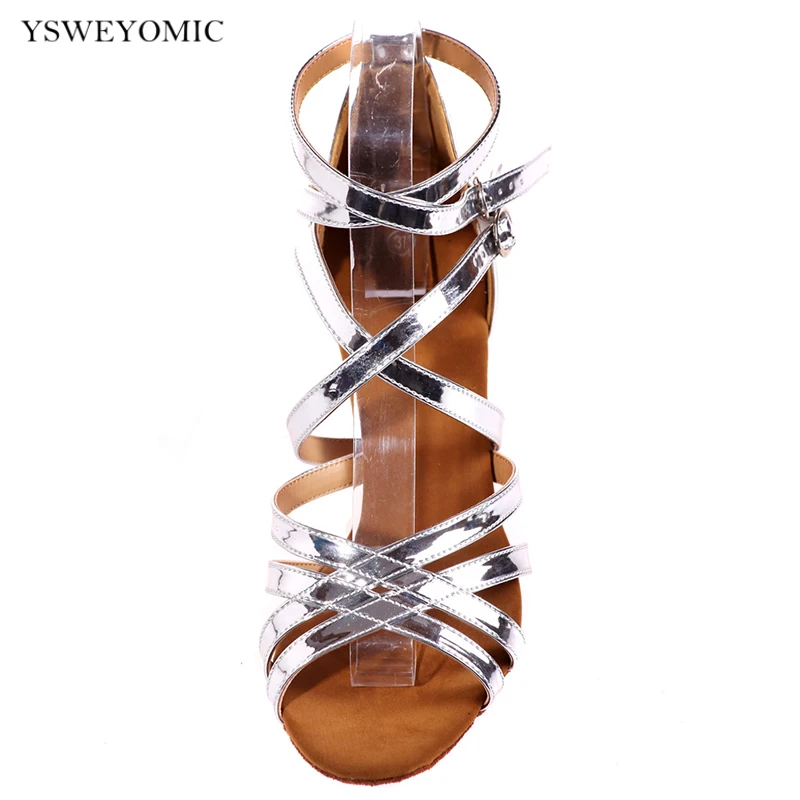 Dancing Shoes Silver Gold Shiny PU Leather 2021 Soft Thicker Insole High Quality Made Practise Latin Dance Shoes For Women