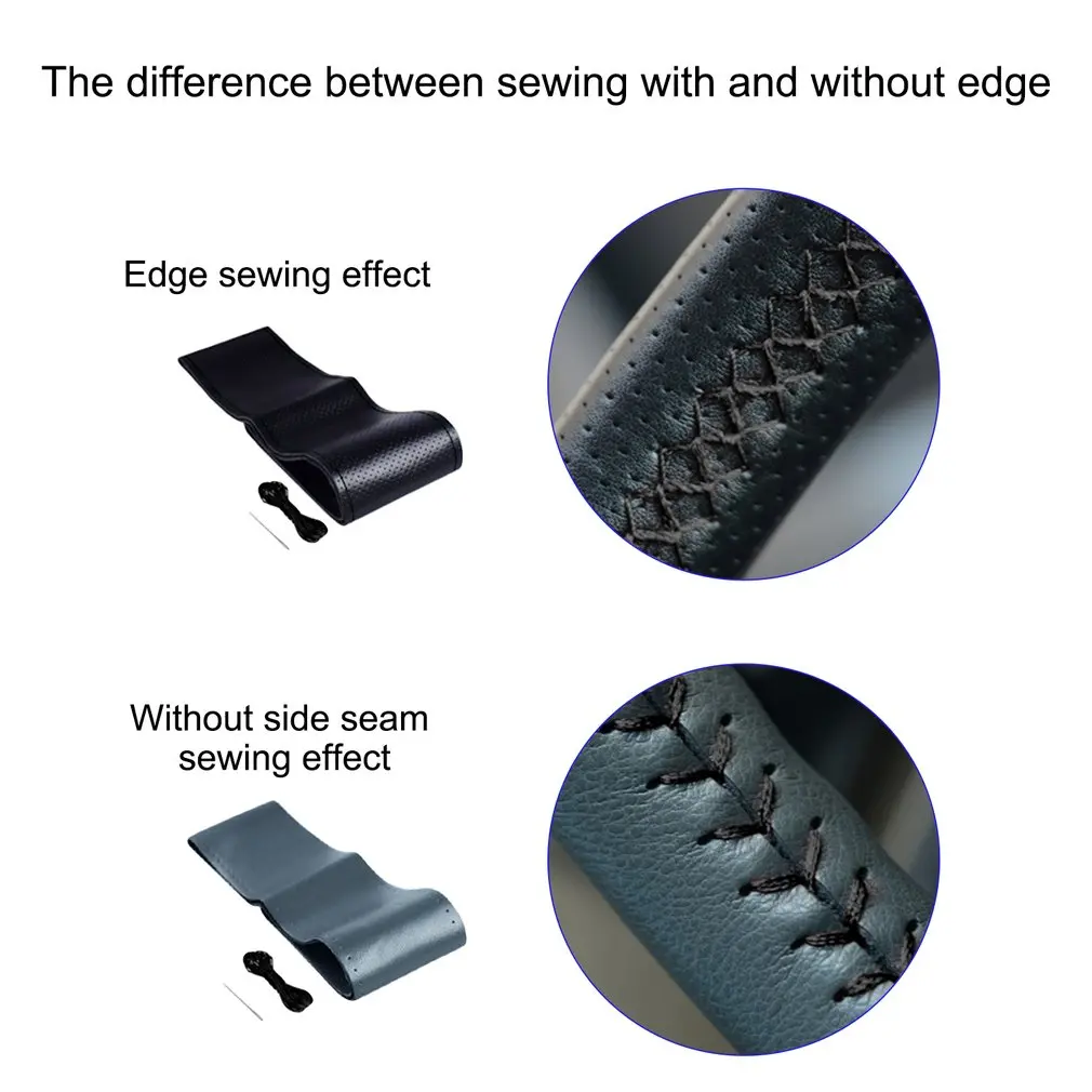 New Anti-slip Breathable PU Leather DIY Car Steering Wheel Cover Case With Needles and Thread Fit for Diameter 36-38cm