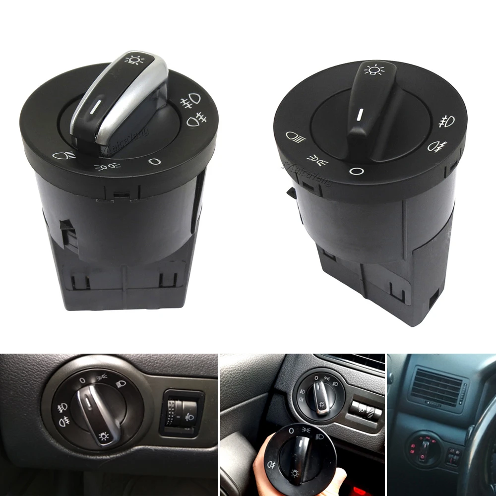 Chrome Headlight Control Switch Fog Light Knob 3B0941531 For VW Passat
