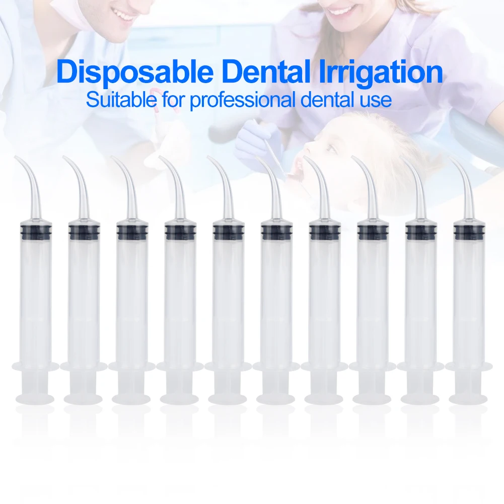 50Pc Disposable Dental Irrigation Syringe Curved Tip Clear Utility Hobby Tool 12CCInjector Oral Care Tooth Whitening Instruments dental syringe tips endo irrigation needle tip 30ga end closed side hole endo oral care tooth cleaning tool