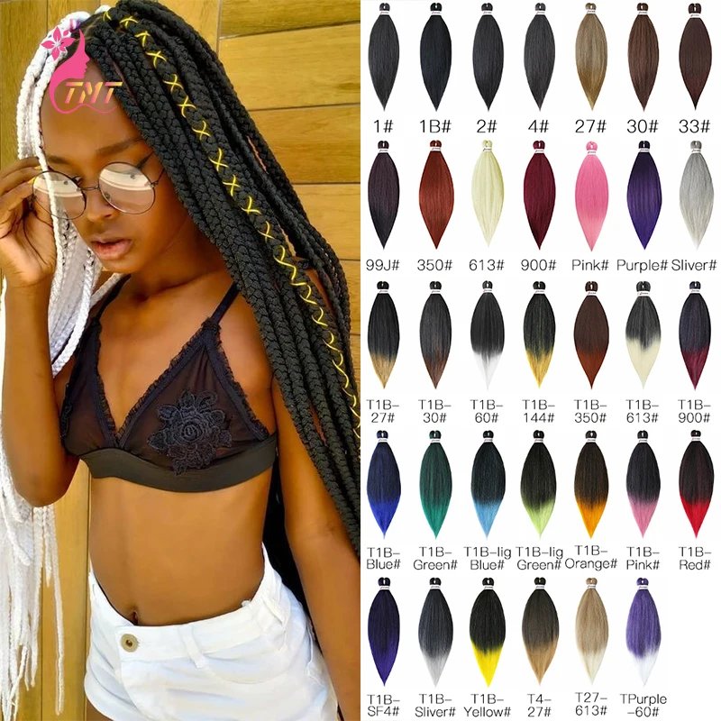 

Yaki Straight Pre Stretched Braiding Hair EZ Braid Hair Extensions kanekalon Synthetic Crochet Jumbo Braids Hair 26Inch